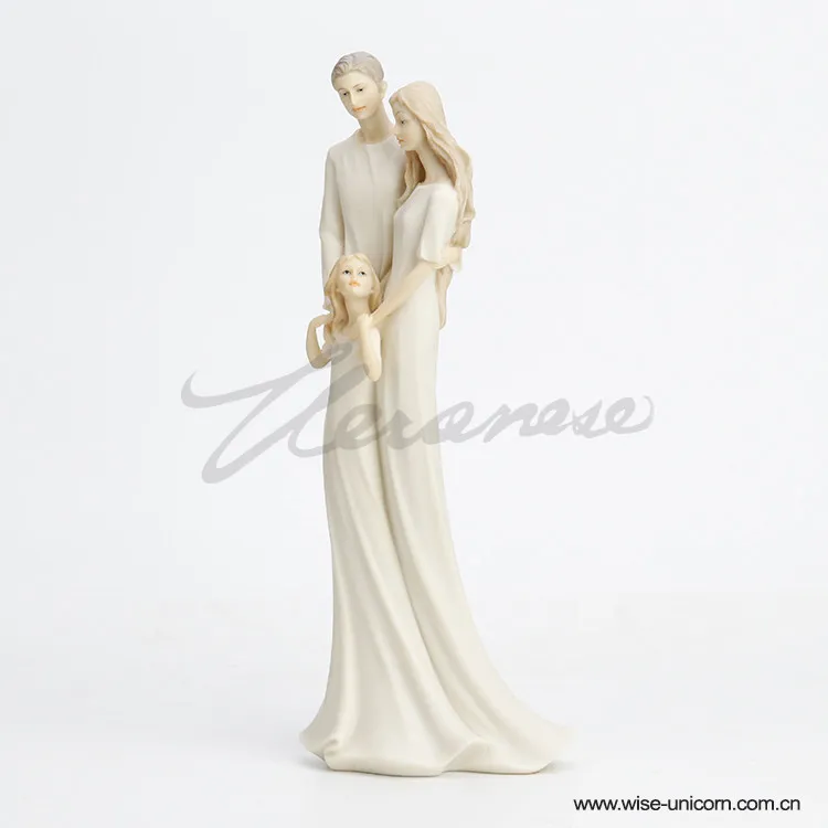 Family of Three Resin Figurine Parents Embracing Little Daughter Statue Warm Family Bond Sculpture Home Tabletop Ornament Gift