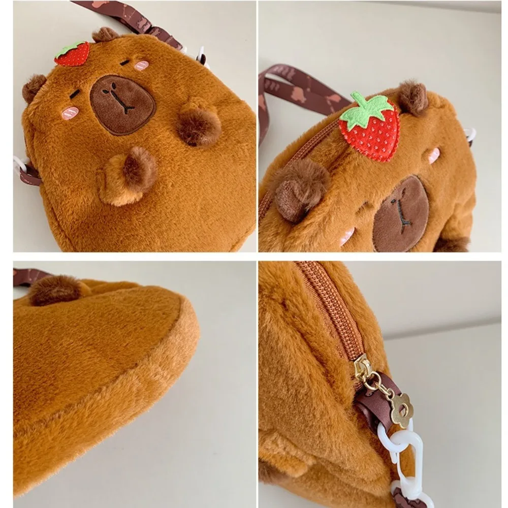 Fashion Large Capacity Capybara Plush Shoulder Bag Cute Casual Guinea Pig Plush Bag Students School Bag Cartoon Crossbody Bag