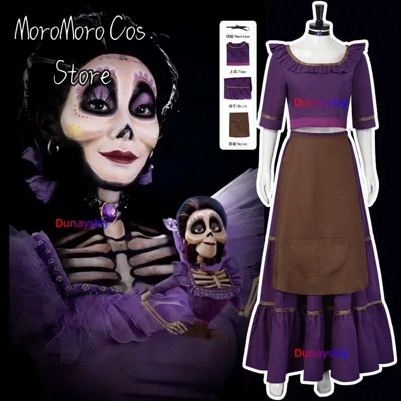 

CosplayMovie Anime CoCo Mama Imelda osplay Costume Women Silky Long SKIRTS Halloween Stage Performance Costumes Role Play Clothi