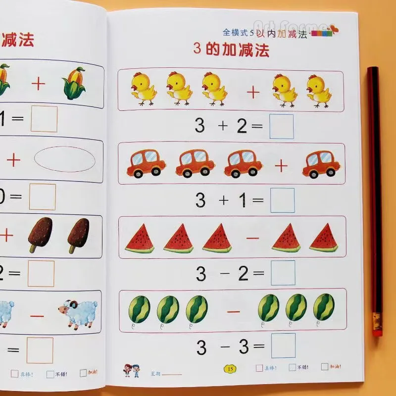 48 Pages/Book Addition and Subtraction Children's Learning Math Workbook Handwritten Copybook Arithmetic Exercise Books