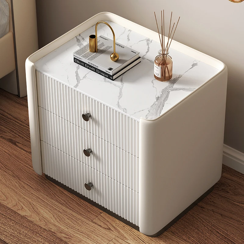 solid wood rock bedside tablewith three bucket  modern simple storage cabinet for bedroom nightstand home Furniture