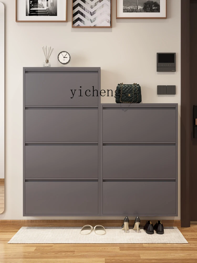 ZM Shoe Cabinet Door Storage Extremely Narrow Hallway Corridor Tilting Shoe Cabinet Large Capacity