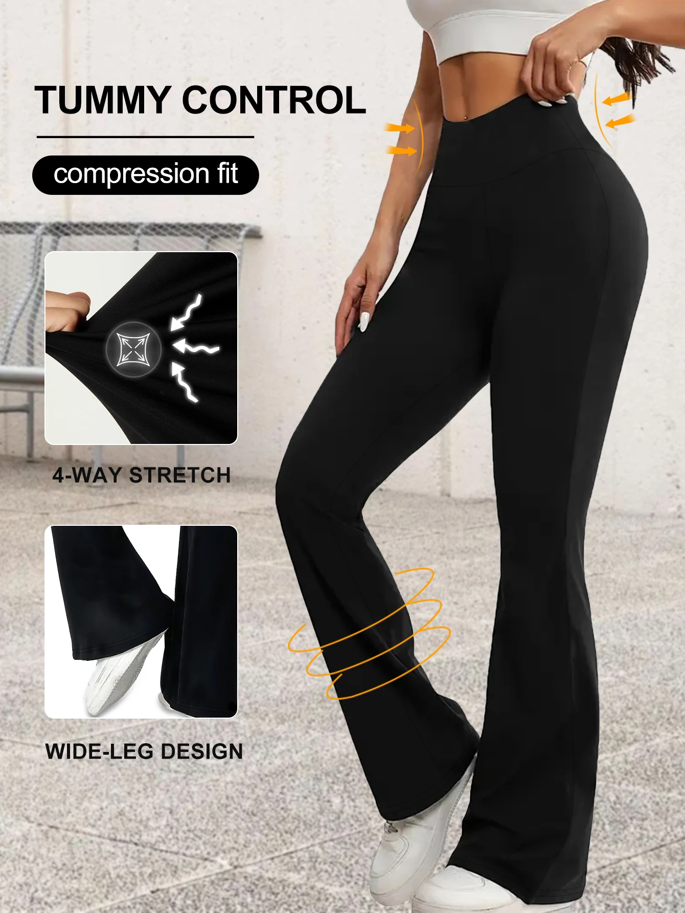

Slim Hip Lifting High Waist Flare Pants Women Breathable Polyester Casual Bottoms Hand And Machine Washable For Daily Use