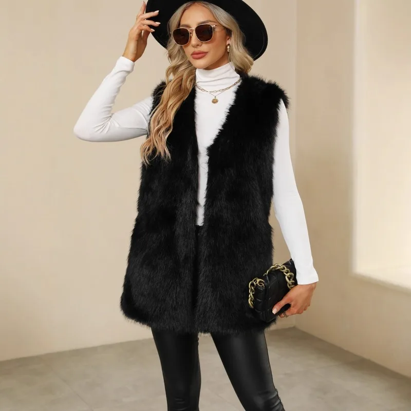Women's Clothing High-end Faux Fur Waistcoat Warm Fashionable Faux Fox Fur Faux Fur Waistcoat Vest Warm Comfortable Jackets