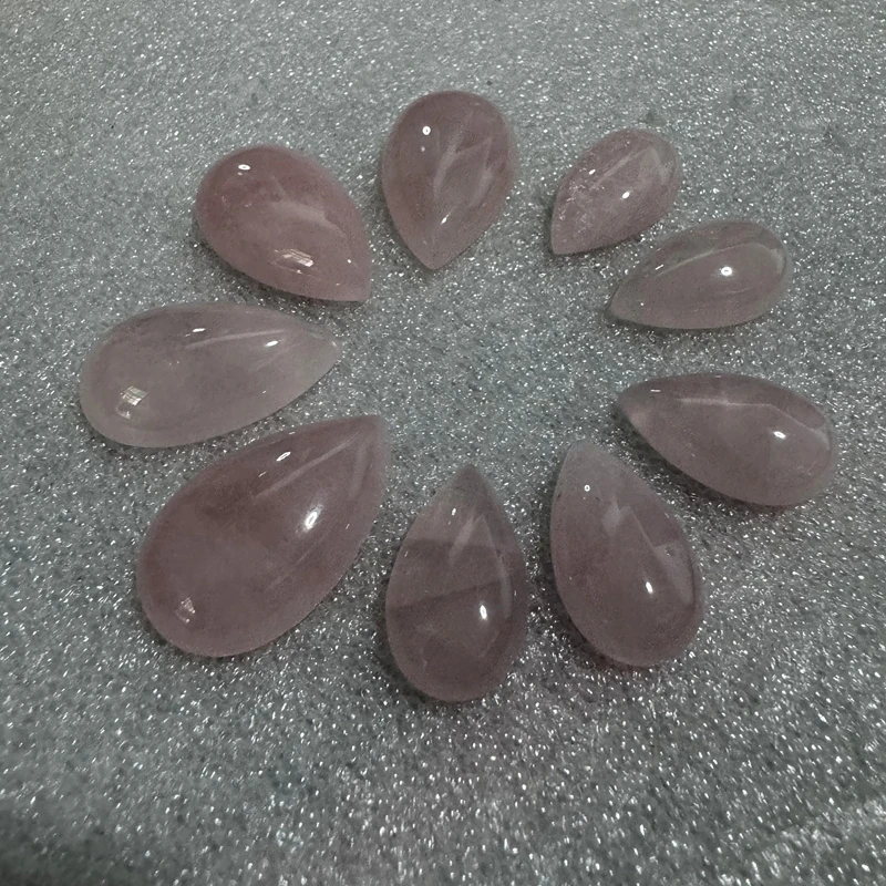 Wholesale 10pcs Genuine Rose Quartz Beads 12x20mm 16x26mm Pear Drop Gemstone Cabochon Ring Face Pendant For Jewelry