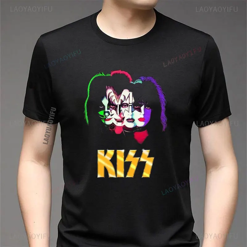 Kiss Solo Album Band Print Summer Men's O-Neck Cotton T-shirt Loose Vintage Streetwear Tee Rock Fashion Harajuku Clothes