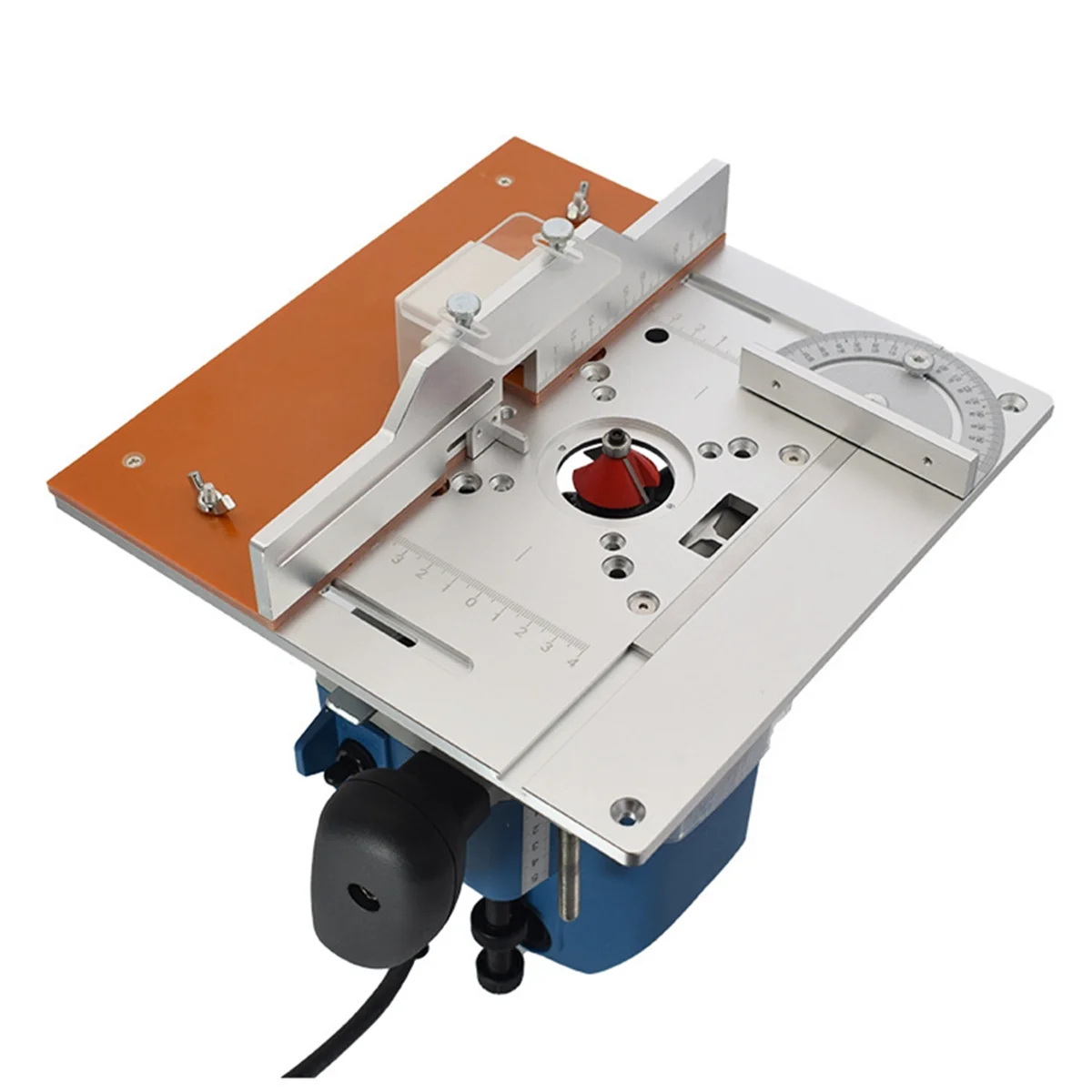 Aluminium Router Table Insert Plate Electric Wood Milling Flip Board with Miter Gauge Guide Set Table Saw Workbench-C