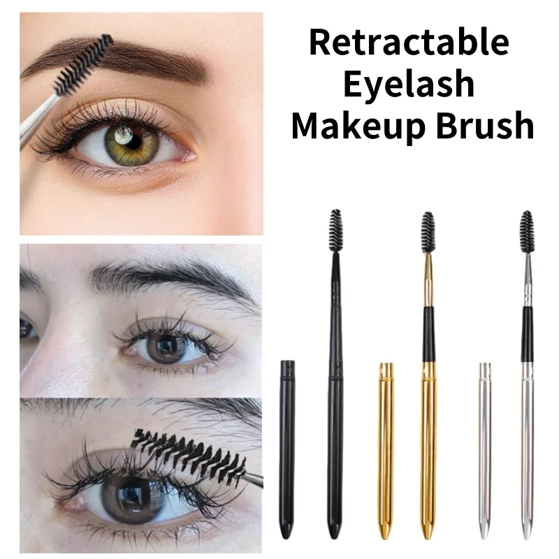 Pennello per trucco ciglia retrattile in oro Mascara portatile Bacchetta a spirale Applicatore Spooler Estensione ciglia portatile Cosmetico islav