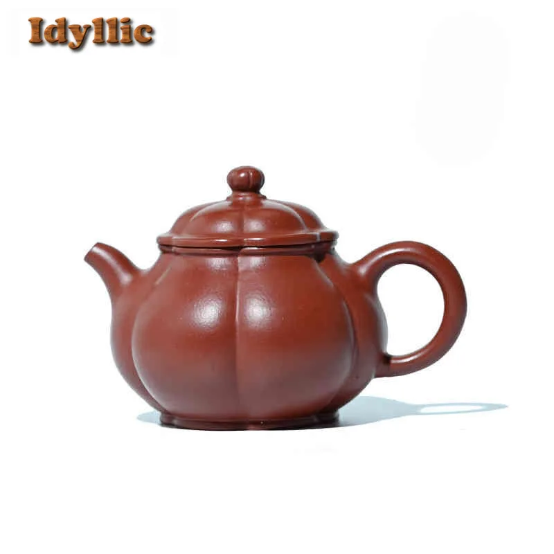 

150ml Authentic Yixing Purple Clay Teapots Handmade Rib Pan Pot Raw Ore Zhu Mud Kettle With Filter Chinese Zisha Tea Set Craft