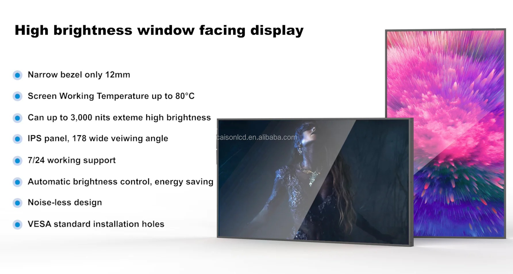 32 43 49 55 65 75 Inch Ultra-Thin High Brightness LCD Advertising Display 700-4000 Nits Shop Window Display For Shops