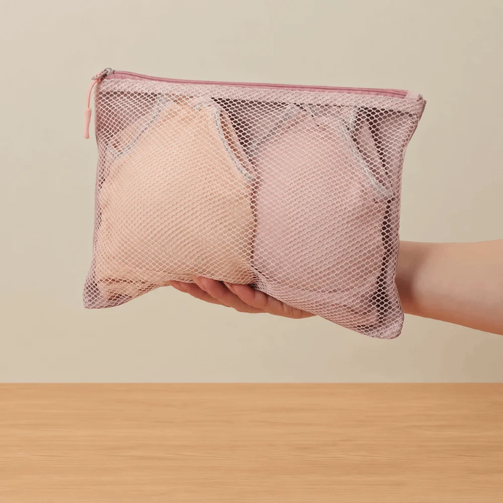 Portable Double Zipper Mesh Organizer Pouch Multi-size Polyester Makeup Bag Dual-Layer Cosmetics Pouch Cables Chargers
