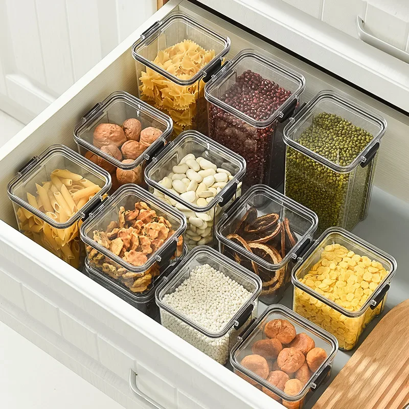 Food Storage Container Set Plastic Kitchen Noodle Box Multigrain Storage Tank Sealed Cans Organizers Storage Household Items