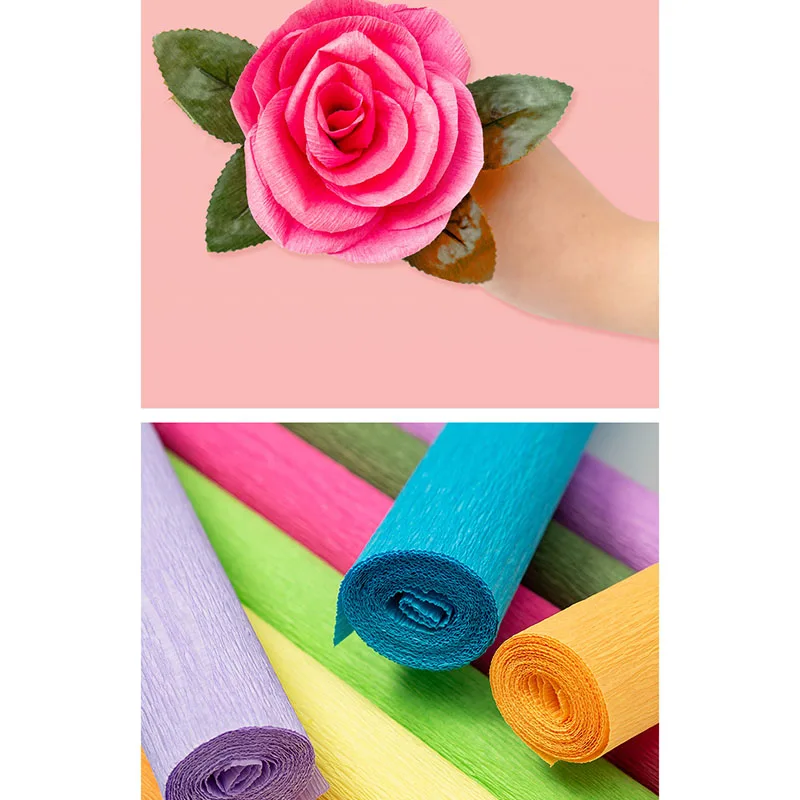 250*25cm Colored Crepe Paper Roll Origami Crinkled Crepe Paper Craft DIY Flowers Decoration Gift Wrapping Paper Craft