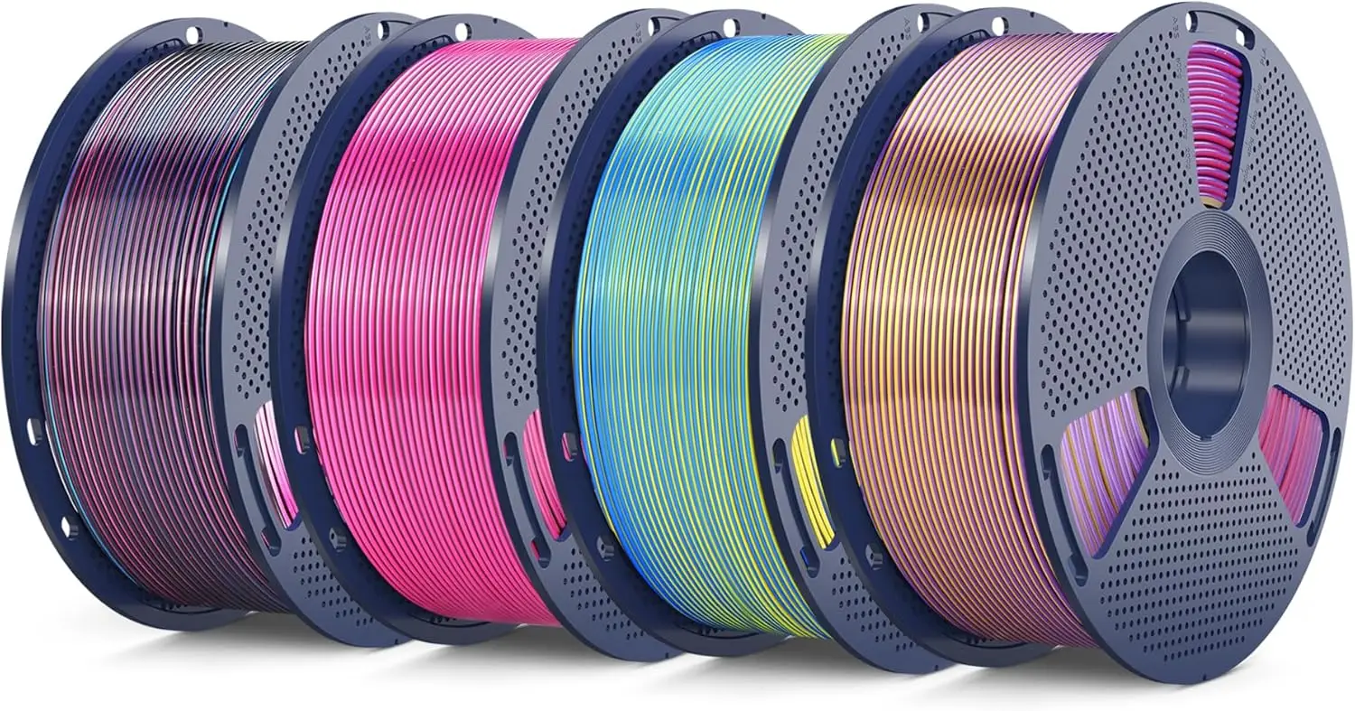 

Silk PLA 3D Printer Filament 1.75mm, Quadruple Color, 4KG Pack with High Accuracy +/-0.02mm