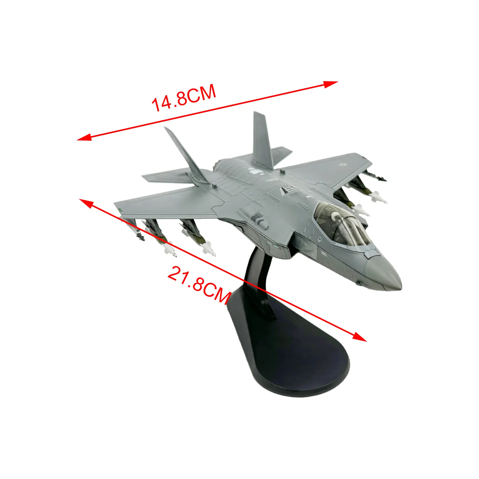 Alloy 1/72 F-35A airplane Diecast Model Gift Collection with Base Retro Plane Model for Office Bookshelf Bar Home Cafe