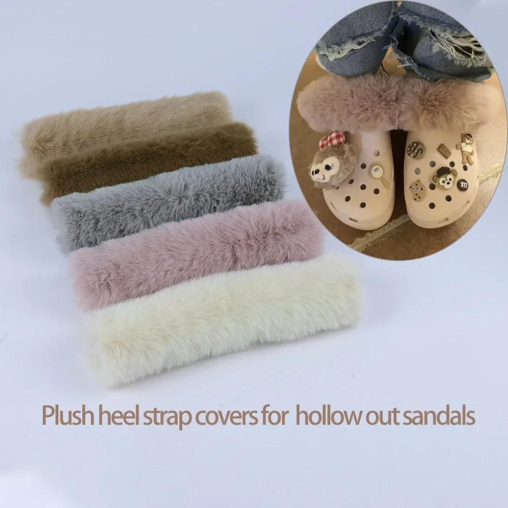 

New Shoes Ornament Plush Heel Strap Velvet Covers Warm Non-slip Shoelaces Anti-loose for Crocs Hollow Out Sandals Hole Slippers