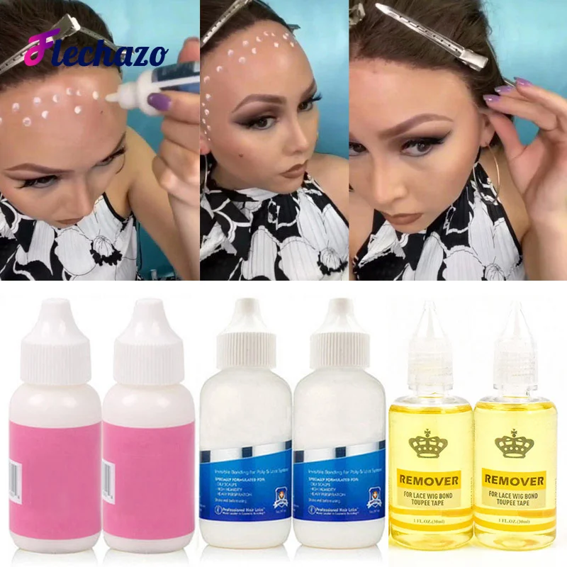 Flechazo Wig Accessories Wig Install Kit 6Pcs Melting Spray For Lace Wigs Waterproof Lace Glue With Remover For Front Lace Wig