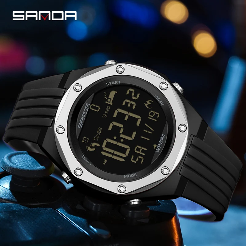 Top  SAMDA New 2023 Step Calorimeter Single Display Electronic Watch Simple Nightlight 50M Waterproof Sports Digital Watches 611