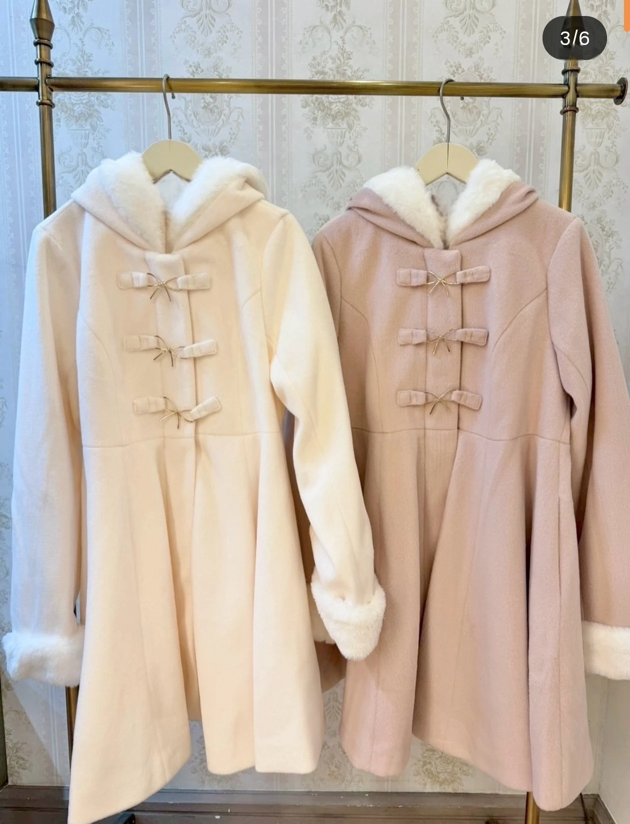 Japanese Sweet Cute Girl Fluffy Hooded Woolen Coats Bow Single-Breasted Loose Versatile Kawaii Lolita Long Jackets Women Winter