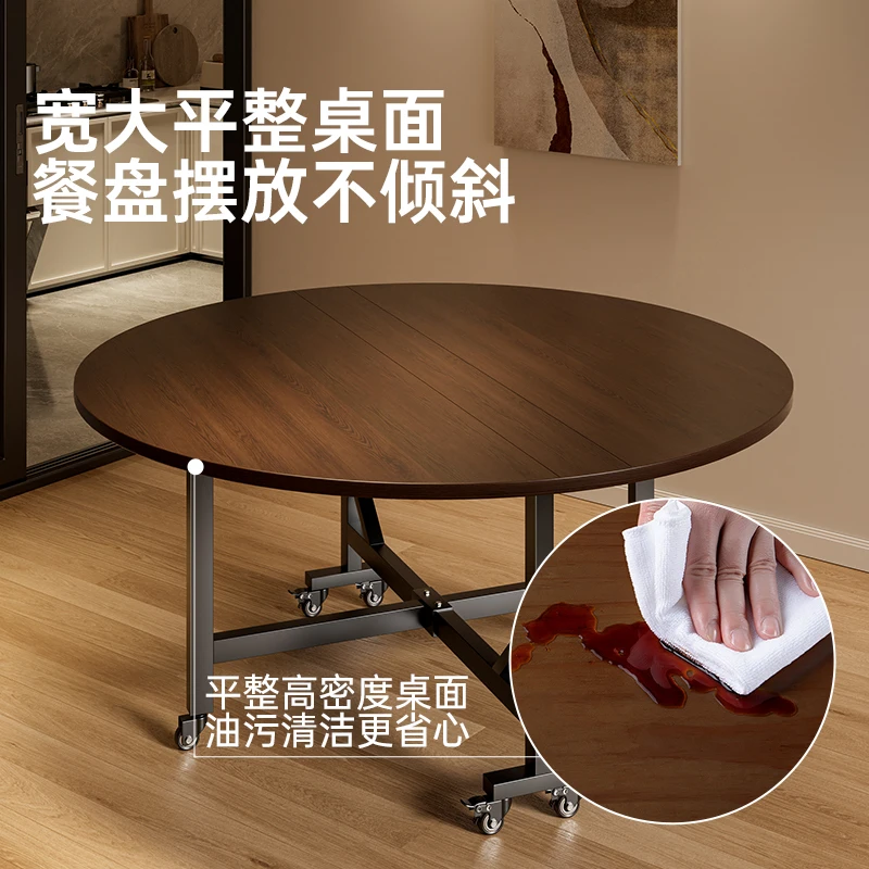 Folding dining table Household round dining table Movable folding 12 people Household foldable new dining