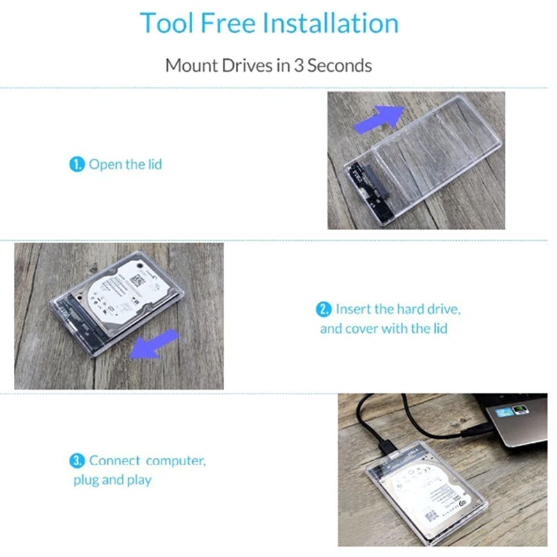 Merevlemez boxs USB 3.0 hogy SATA III Nehezen disc esetben 2.5 hüvelykes Merevlemez SSD Gránát Bejáró Várandos Nehezen Meghengerget disc Pámoly Bejáró Merevlemez esetben