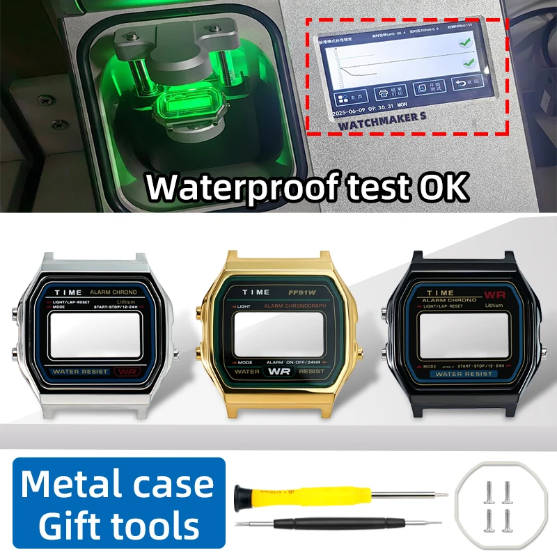 Stainless Steel Case for Casio 593 A158W/WE A159W F-91W/WG/M Modified Watch Case High Quality Metal Case Mod Kit Accessorie