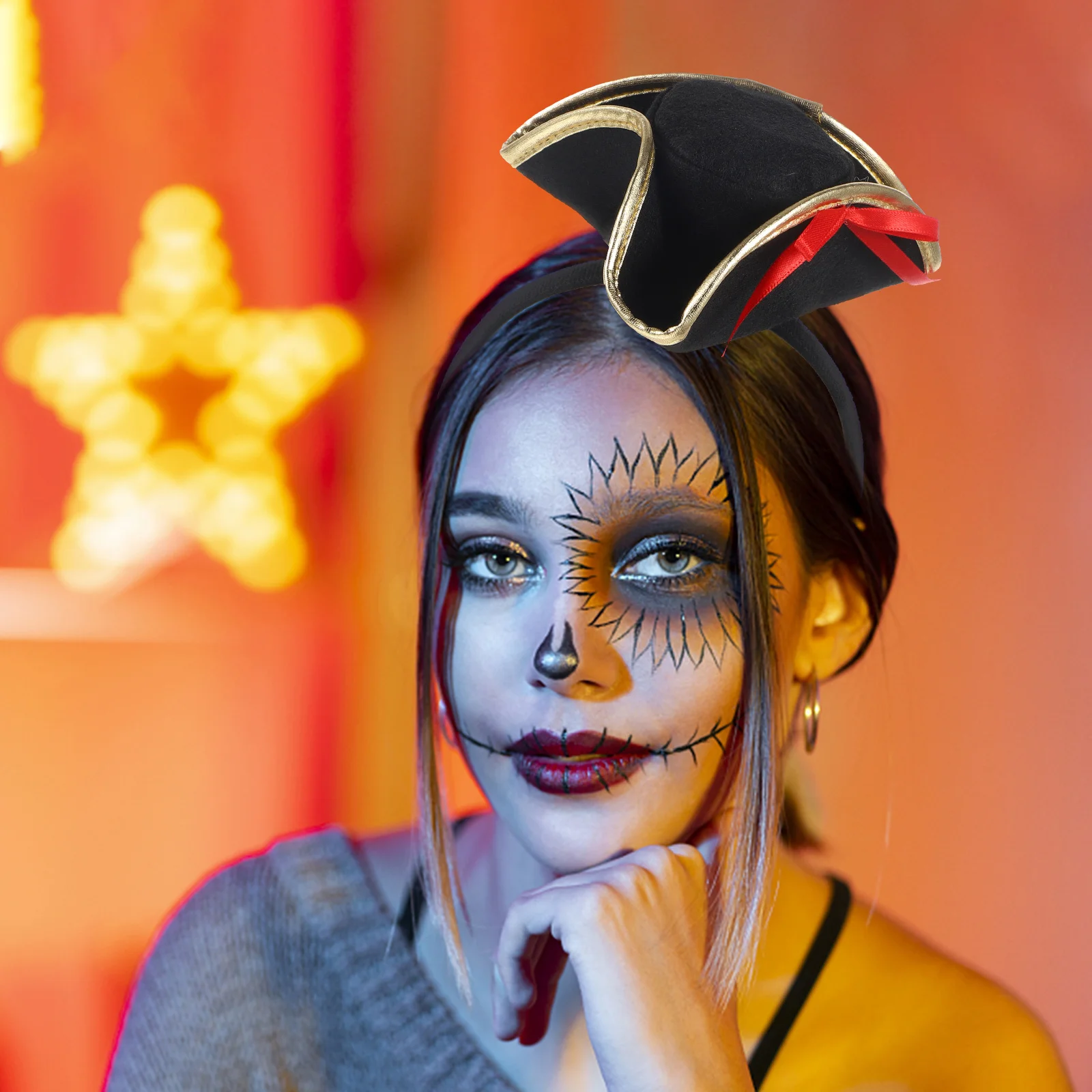 

Unique Pirate Hat Headdress for Halloween Celebration Strong Plastic and Cloth Design Party Cosplay Performance Decorative Hair