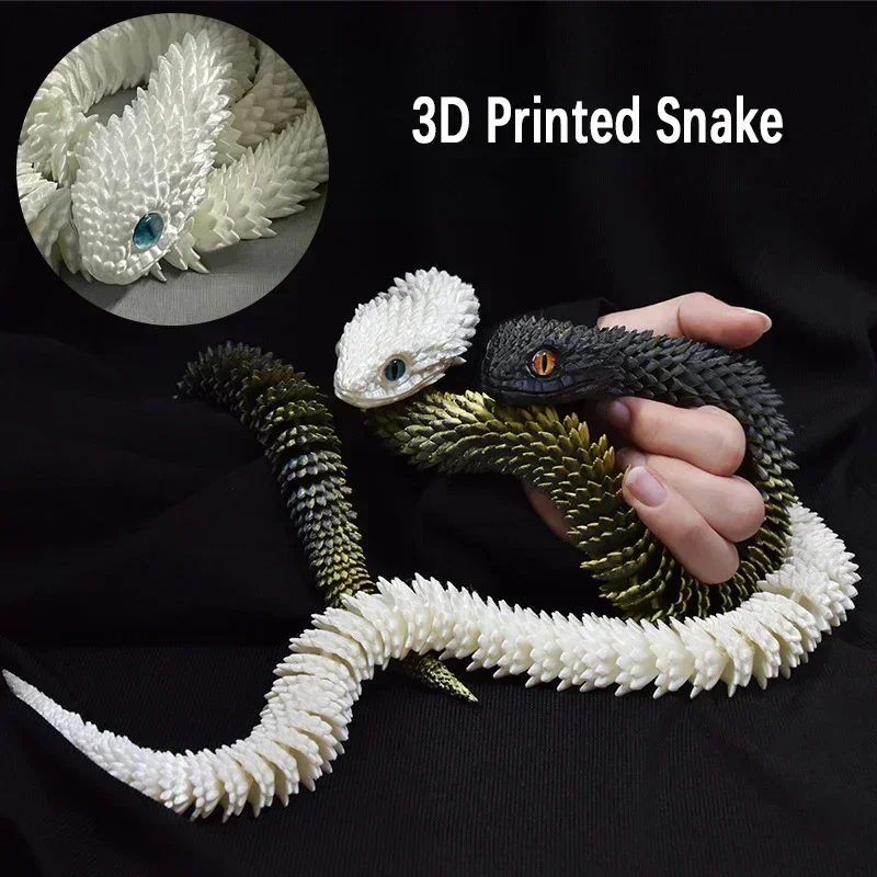 

3D Printed Snake Rotatable Articulated Snake Joint Mobility Animal Simulation Model Office Desktop Ornament Home Decor Kids Gift