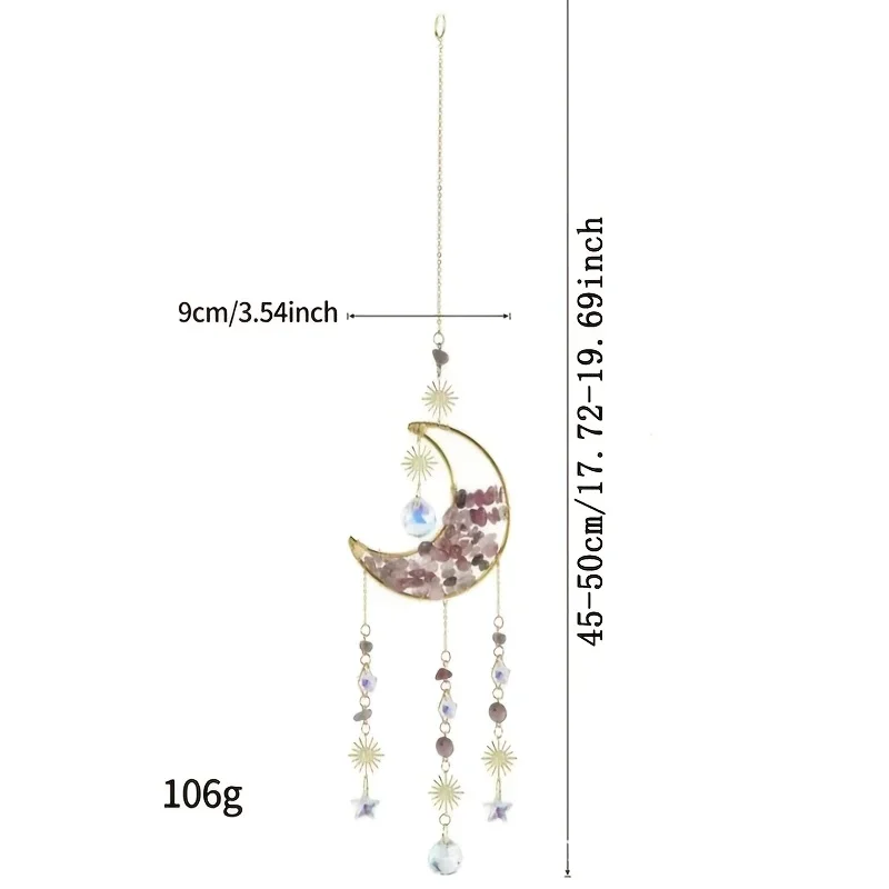 Natural Crystal Large Moon, Natural Crystal Suncatcher, Home & Garden Decor Pendants, Drops & Finishes