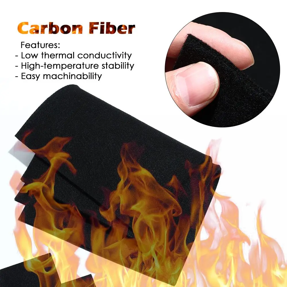 Black High Temp Carbon Fiber Protective Sheet Torch Shield Pack Graphite Felt Welding Protective Blanket