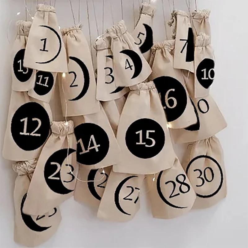 

Personalized Lunar Moon 30 Days Advent Calendar Bags Ramadan Mubarak Muslim Islamic Kareem eid Home Decoration Kid Boy Girl Gift