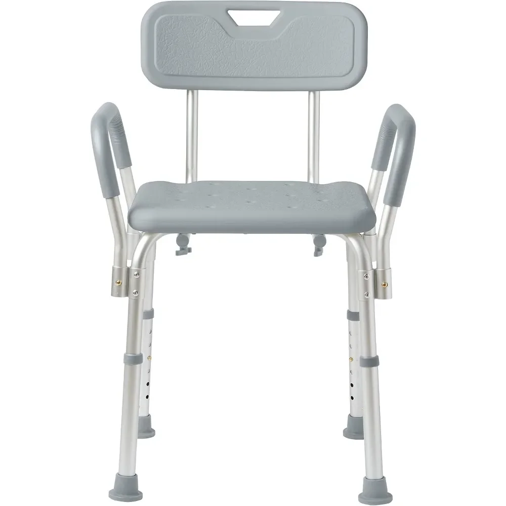 

Shower Chair with Back and Padded Arms, Bath Seat with Removable Back, Weighs 7 Lbs and Supports Up To 350 Lbs, Gray