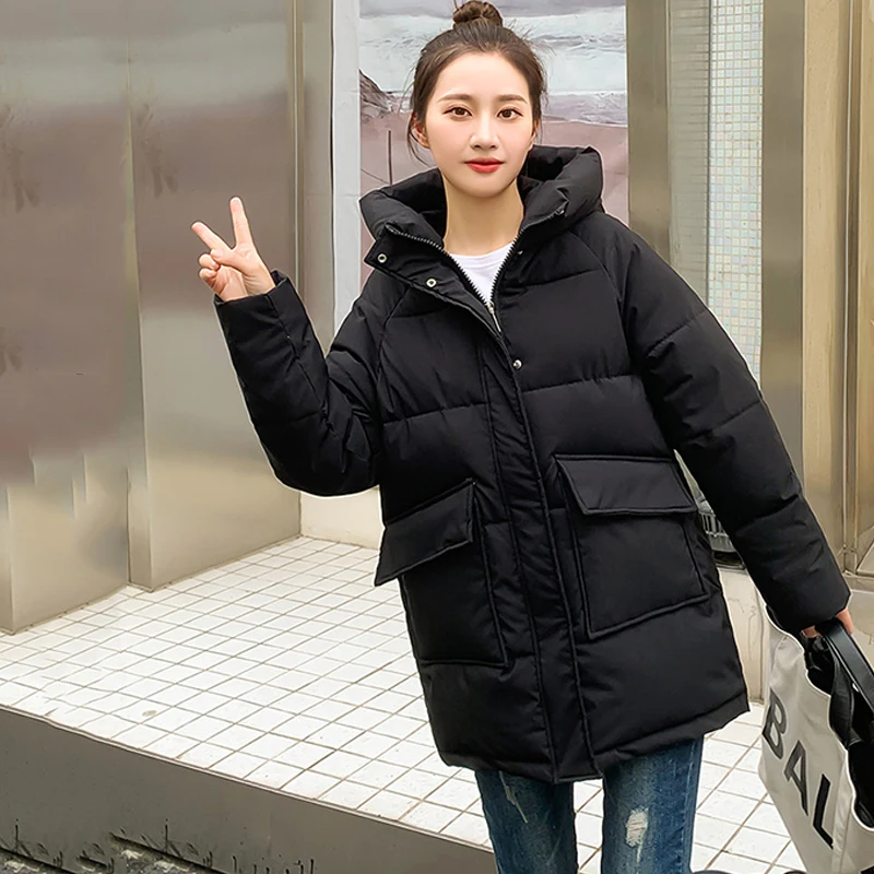 New Winter Women Mid-long Parkas Jackets Casual Thick Warm Hooded Pattern Coat Female Winter Outwear Jacket Parkas