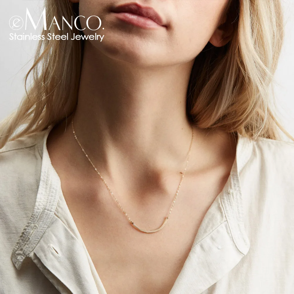 eManco Women Statement Stainless Steel Necklace for Women Simple Thin Chain Necklace Choker Necklace Luxury Designer Jewelry