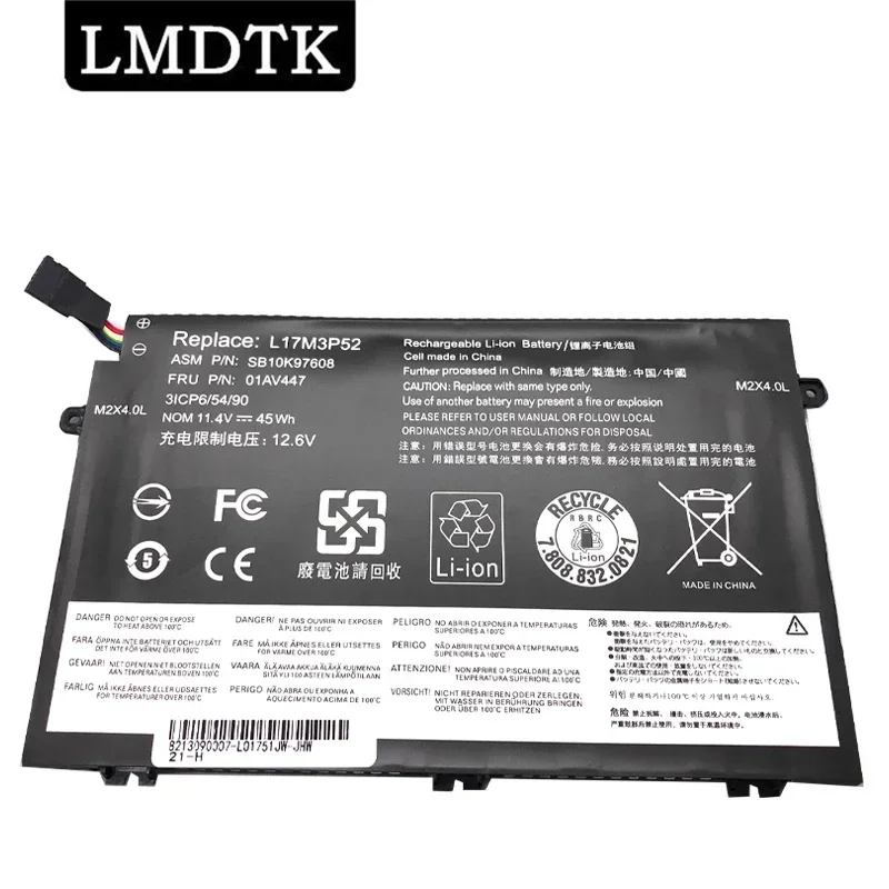 LMDTK New L17M3P52 Laptop Battery For Lenovo ThinkPad E480 E485 E490 E580 E585 E590 R480 R580 L17C3P51 L17L3P51 L17M3P51 01AV445