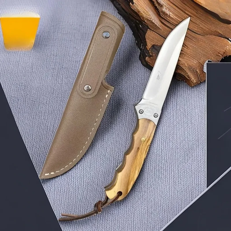 

Стальной шлифовальный прямой нож Карманный нож EDC, деревянная ручка P 5Cr13Mov Маленький прямой нож из нержавеющей стали с зеркальной полировкой