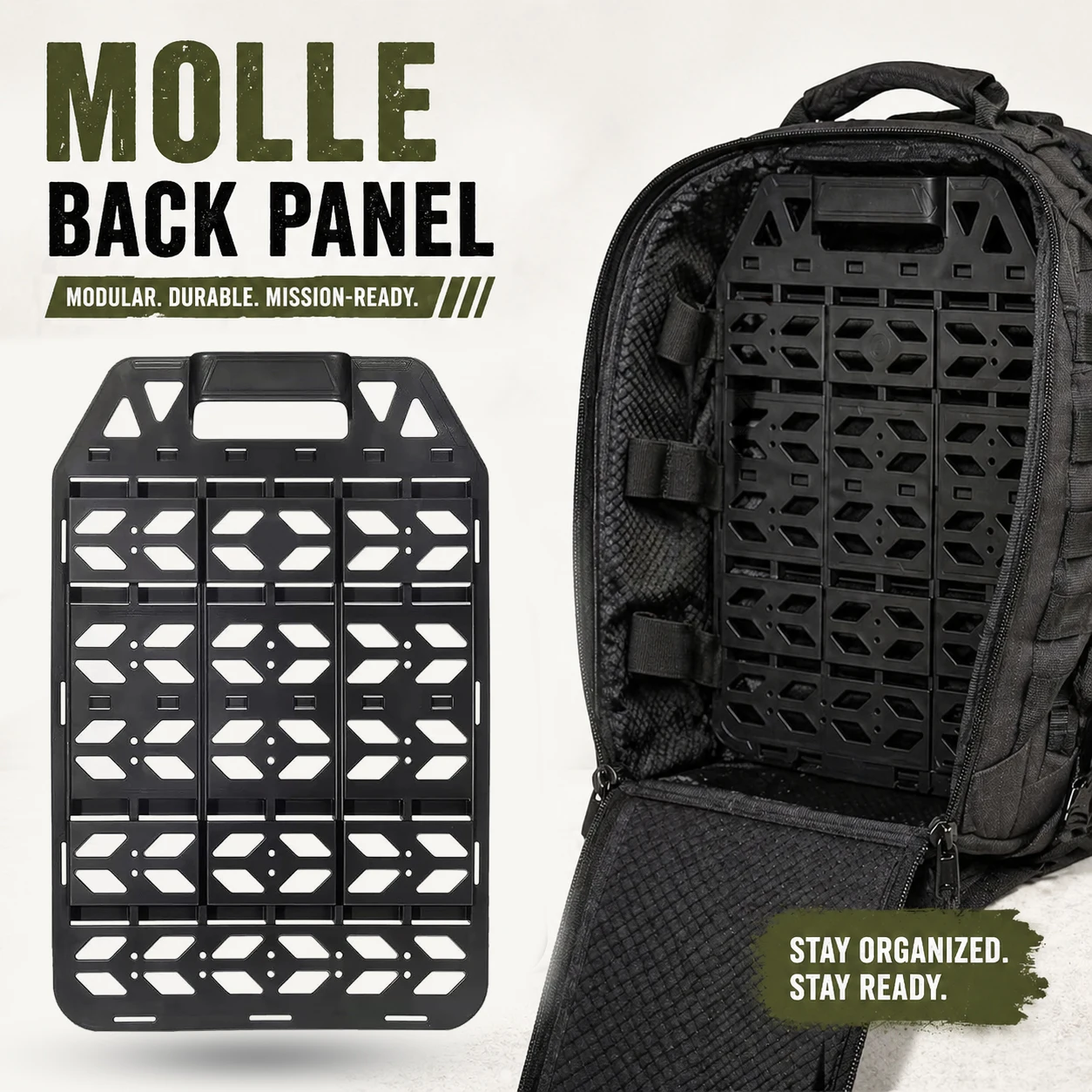 

MOLLE Panel Tactical Backpack Organizer, Rigid Insert Board for EDC Gear, Vehicle Car Seat Back Organizer, Modular Storage Panel