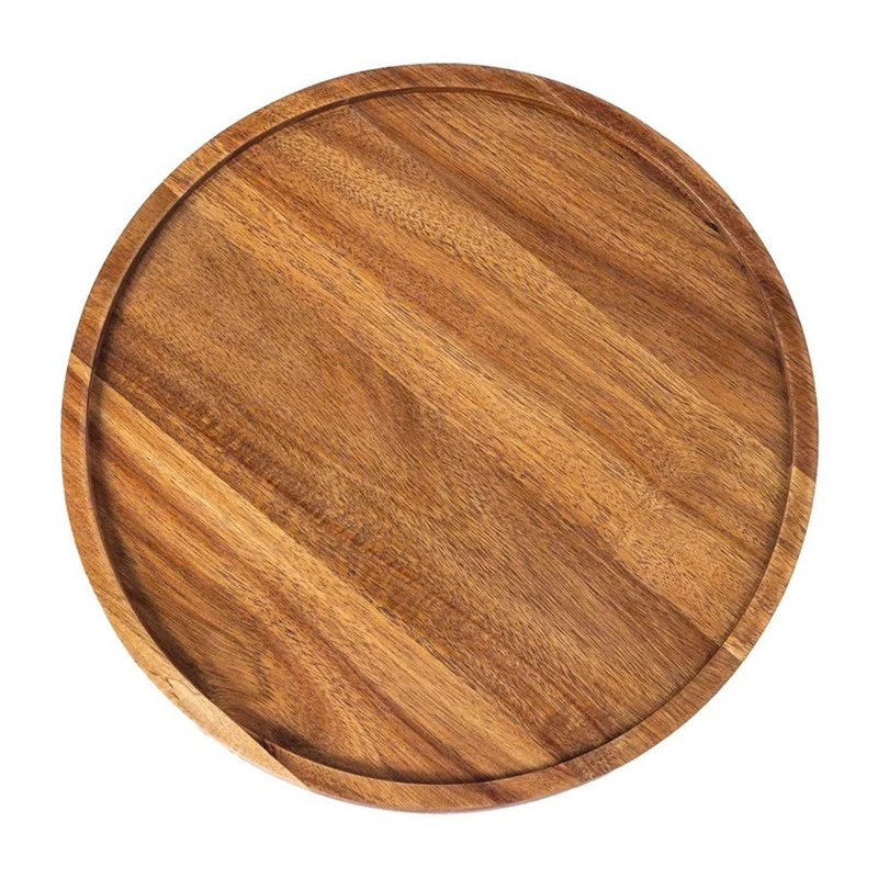 Round Wood Tray,Wooden Serving Tray,Serving Platter,Appetizer Charcuterie Board,Tray Organizer For Kitchen/Countertop