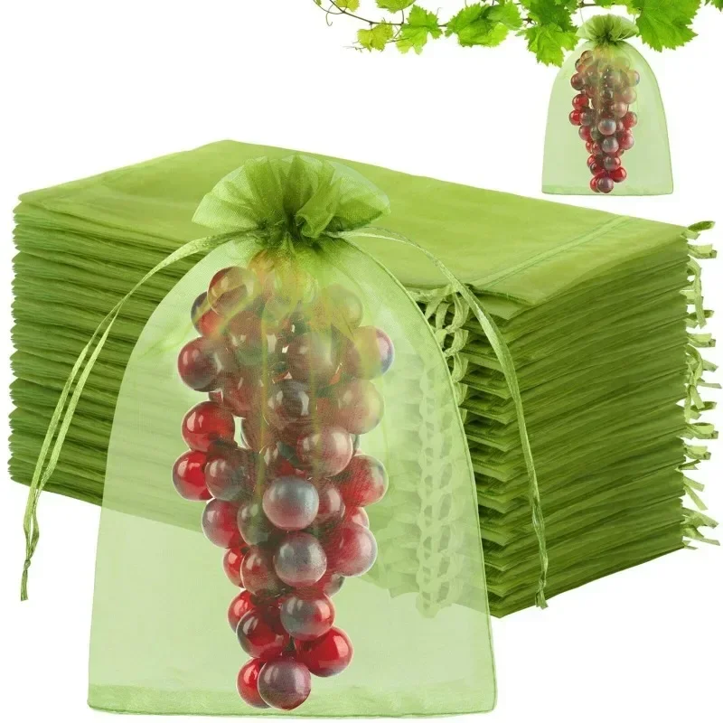 Reusable Fruit Insect Proof Drawstring Bags Plants Protection Mesh Pest Covers for Wrapping Trees Garden Supplies