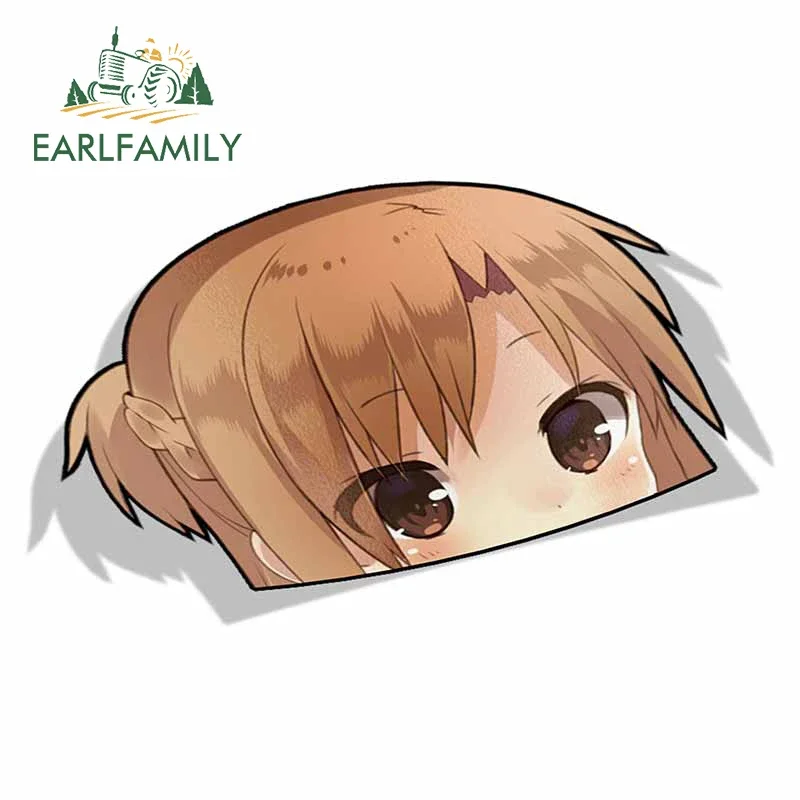 EARLFAMILY Yuuki Asuna Peeker أنيمي كبير رئيس الفينيل سيارة ملصق JDM الزجاج الأمامي الخلفي جذع الأمتعة ثلاثية الأبعاد الشارات
