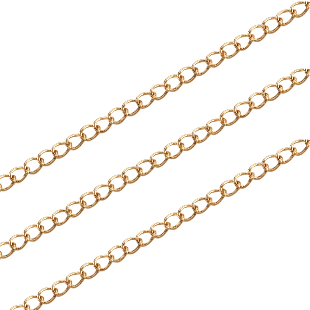 25m/roll 4x3x0.5mm Soldered 304 Stainless Steel Curb Chains Link Chain Golden Color for Jewerly Making DIY Bracelet Necklace