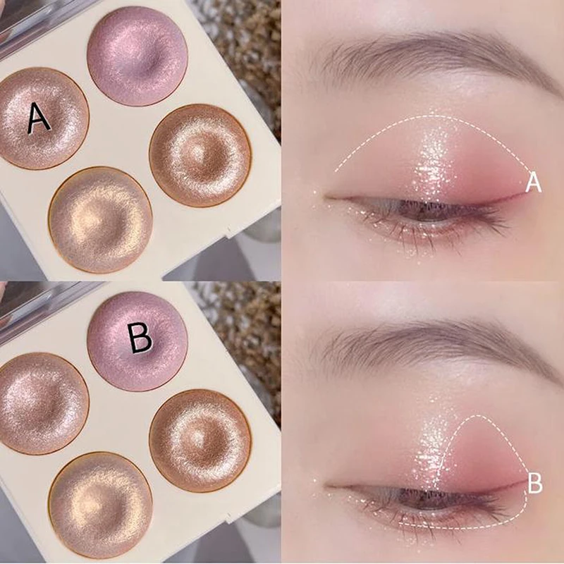 MSYAHO 輪郭ハイライトプレート パール光沢 ファインフラッシュグリッターパウダー シャドウブラッシャー オールインワン デュアルユース 持続性のある輝きパレット