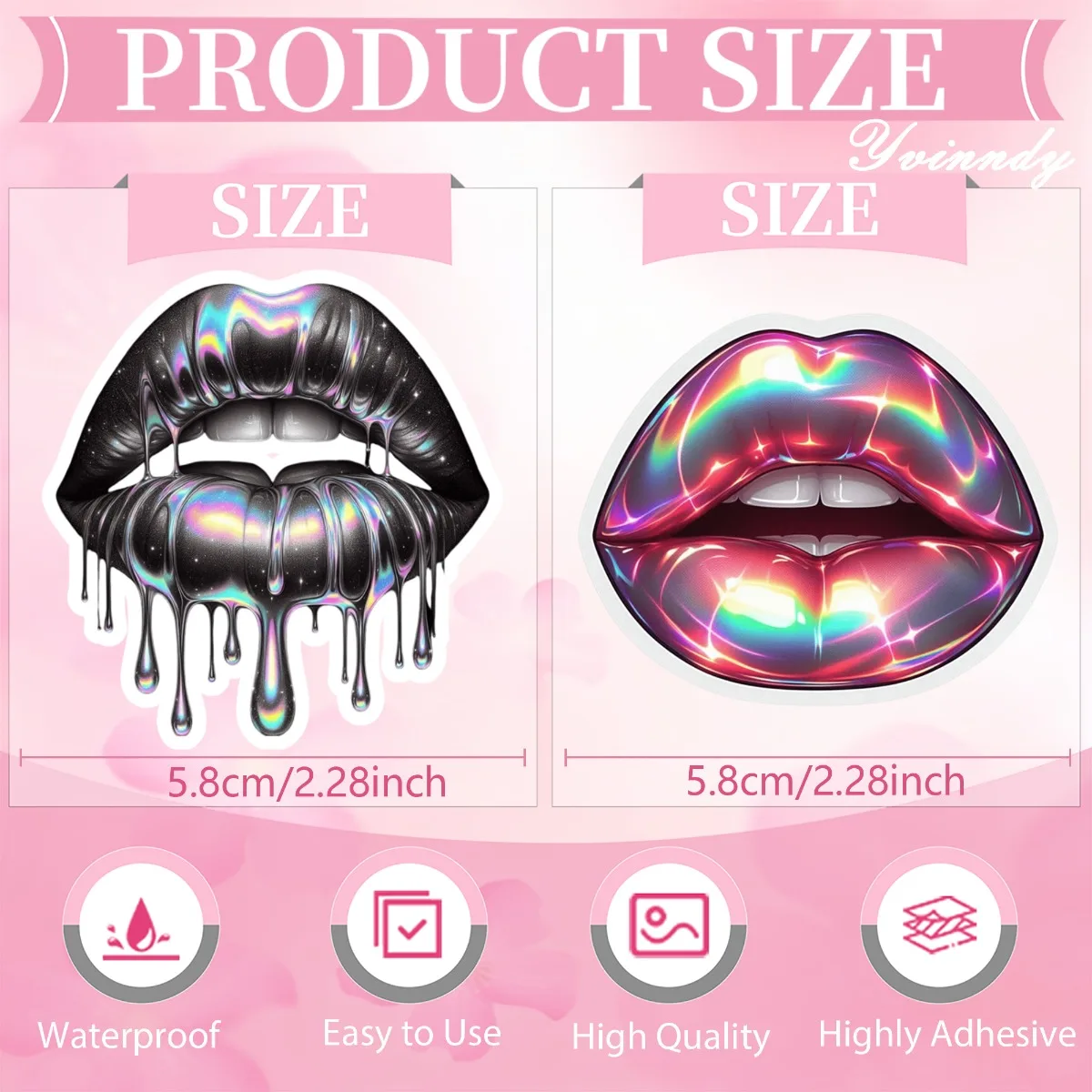12Pcs/Set Colorful And Sexy Floral Lips DIY Glass Jar Packaging Stickers UV DTF High Self-Adhesive Transfer Paper view 3