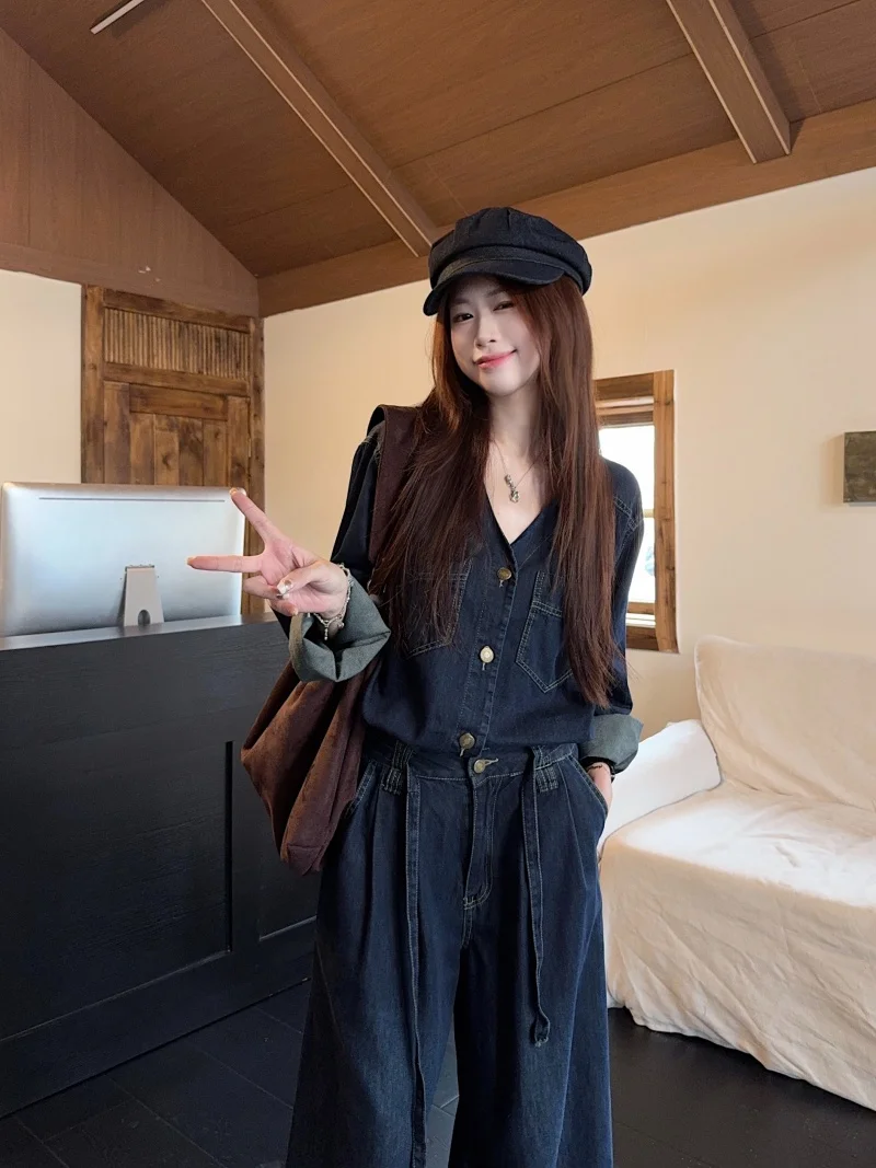 

Denim Coats For Ladies Womens Winter Quilted Sheepskin Hooded Cozy Cropped Padded Lining Flap Functional Four-Pocket Turtleneck