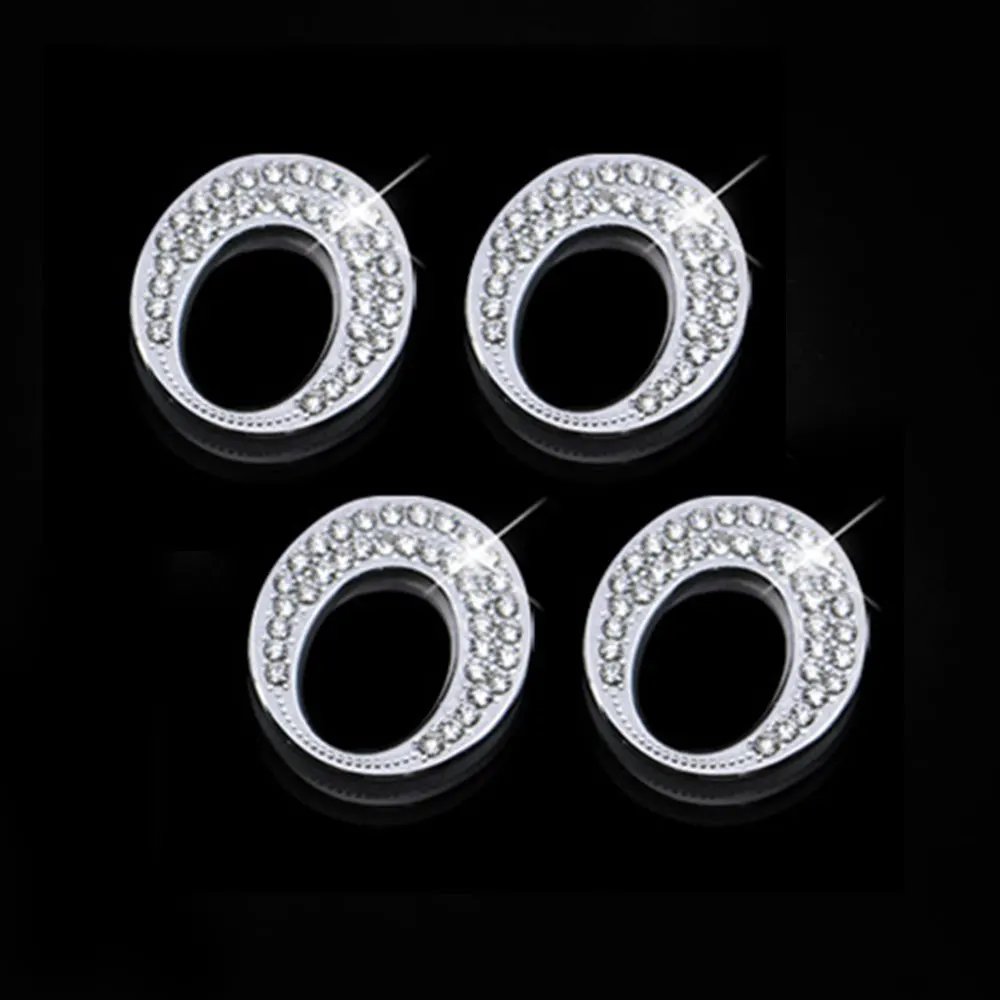 4pcs For Mercedes Benz E C Class Lift Bolt Sparkle Auto Silver Pull Rod Bling Decor Car Door Lock Cover Crystal Accessories