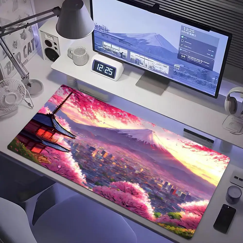 Mount Fuji City Landscape Mouse Pad for Printing - Innovative Design, Large Gaming Extended Size, Thick Non-Slip Rubber Base
