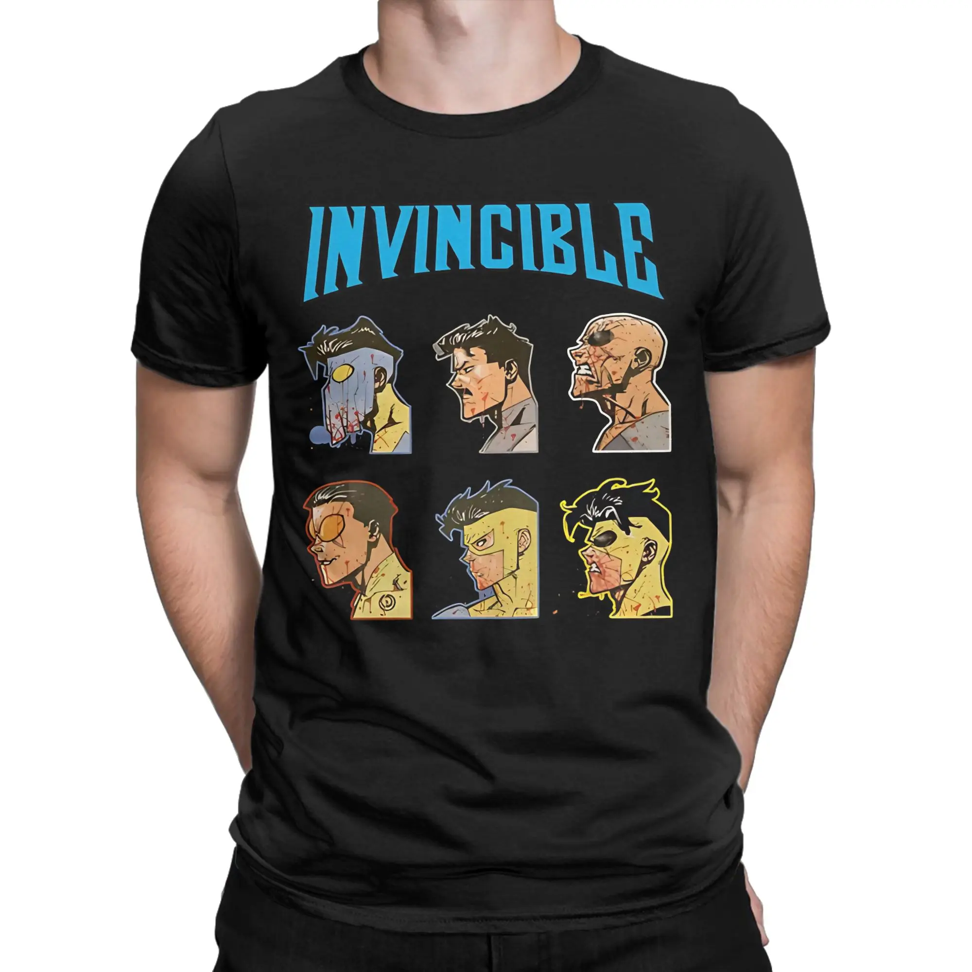 Men Invincible Comic Book Character Profile Design T Shirts Cotton Top Tees Summer Funny Short Sleeves T Shirt O-Neck Tee Shirt