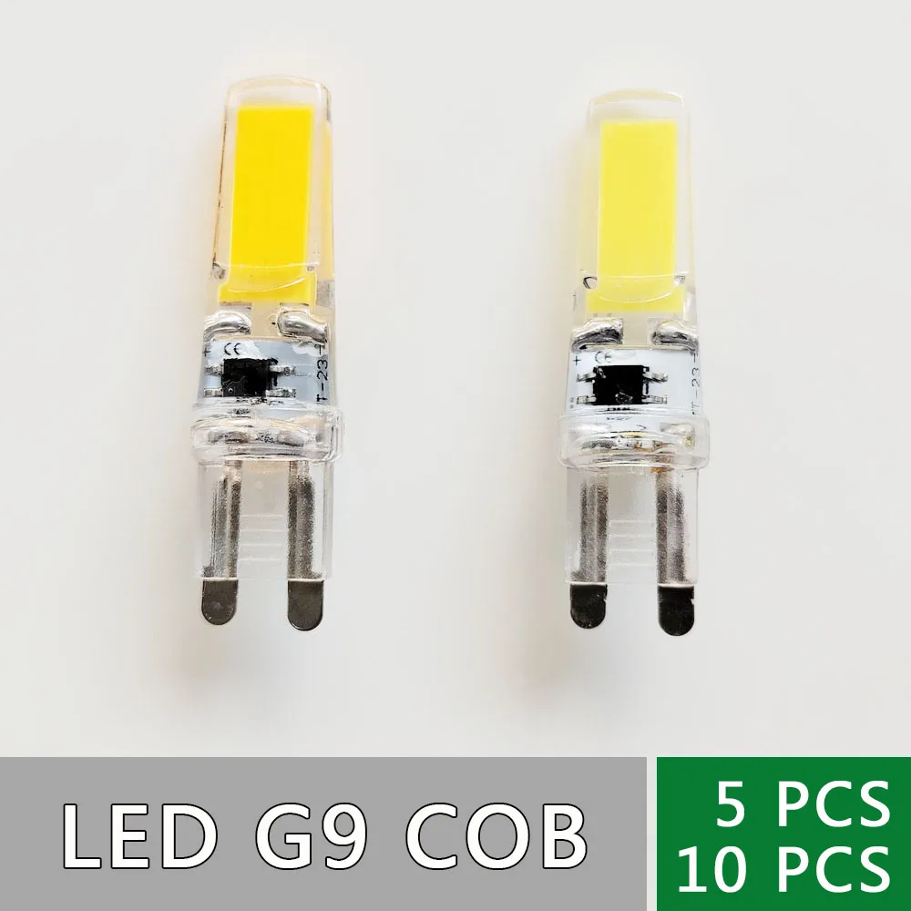 

5pcs 10pcs/lot G9 LED COB 9W Warm White/White Lamp Bulb Dimable AC220V 360 Beam Angle Replace Halogen Led Lamp Chandelier Lights