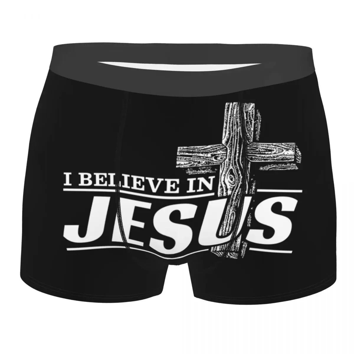 Custom I Believe In Jesus Christ Underwear Male Print Cristianity Faith Boxer Shorts Panties Briefs Soft Underpants