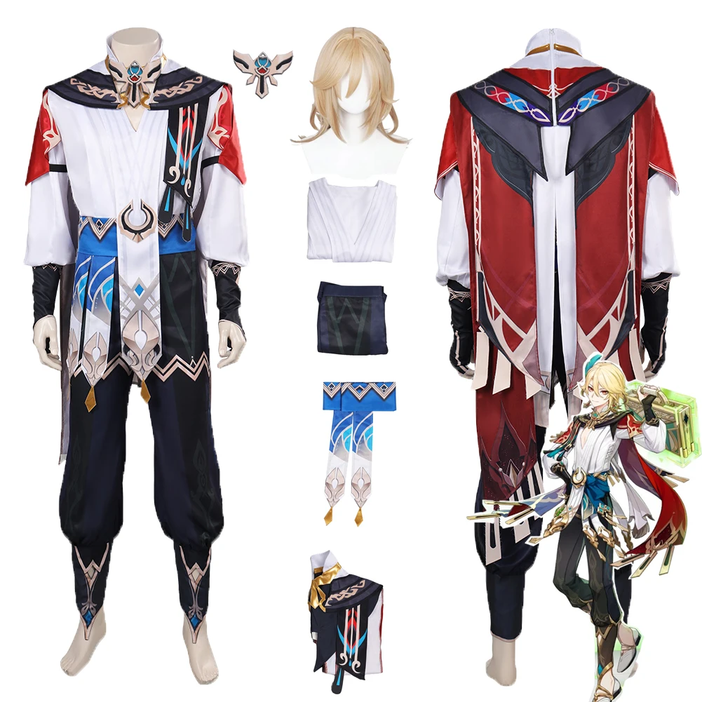 Game Genshin Impact Cos Kaveh Cosplay Costume Outfits Fantasy Tops Pants Accessories Halloween Carnival Suit For Male Roleplay